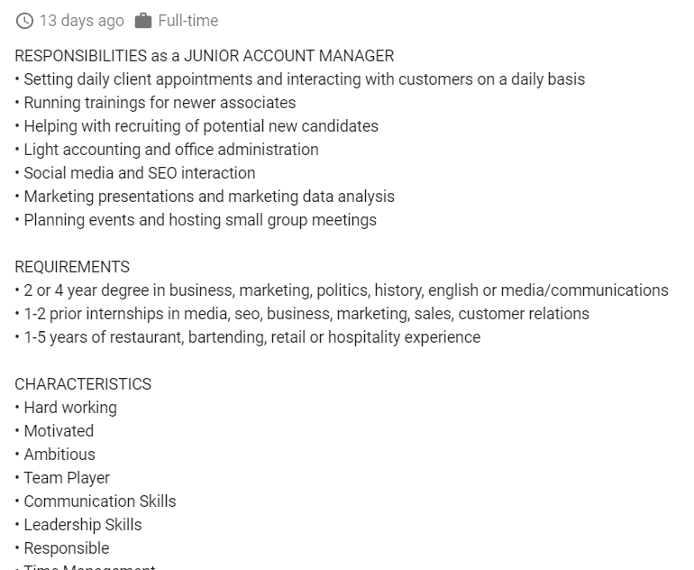 account manager job scams