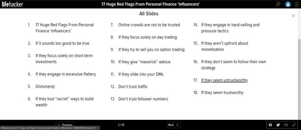 red flags from financial influencers